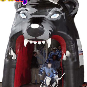 Wholesale pvc tarpaulin  college alliance sports event promotion inflatable tiger head tunnel tent for activity