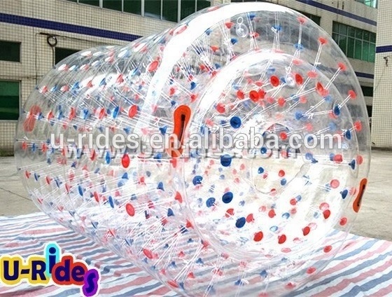 water Sports game transparent double layers  water walking roller wheel inflatable water barrel on the snow play