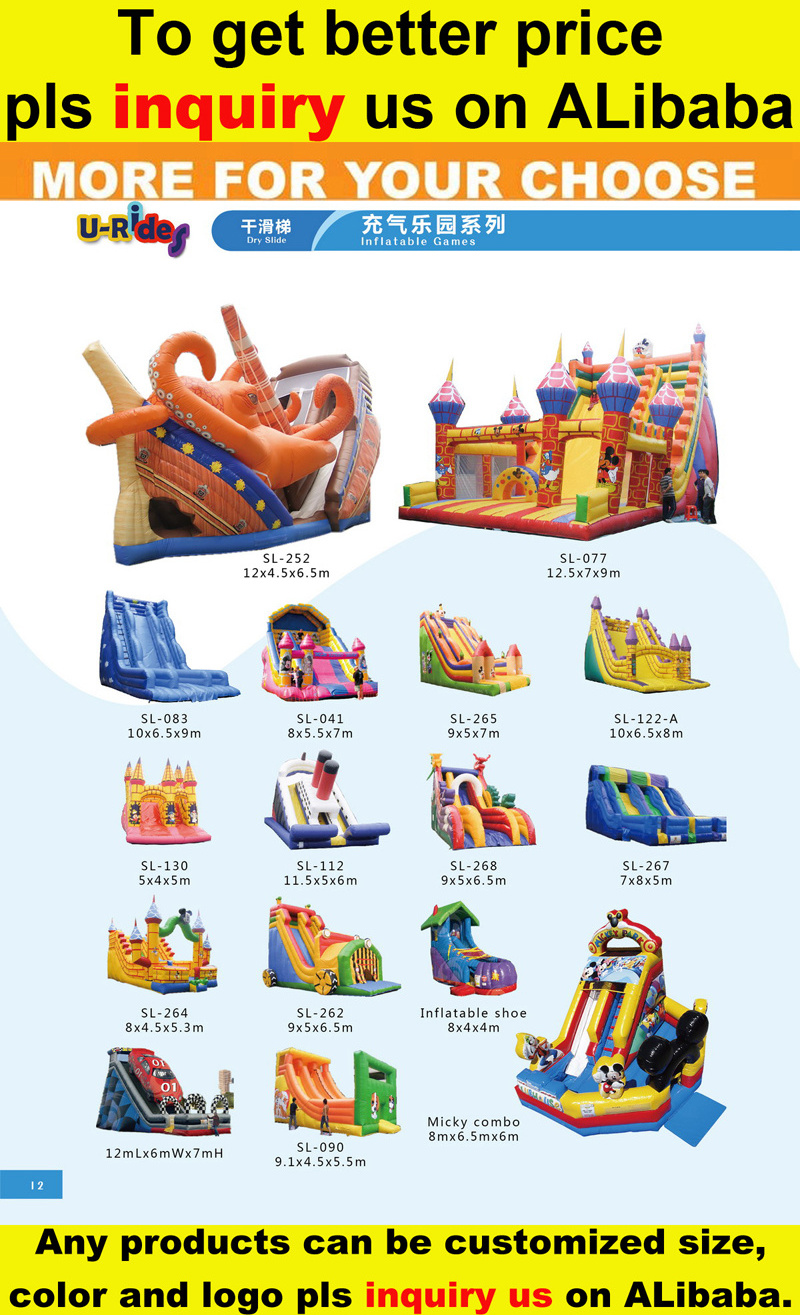 China cheap big inflatables slides inflatable dry/ water slides with arch for kids and adults