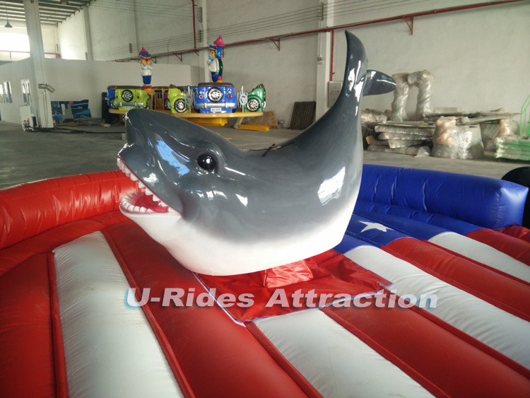 U-Rides Mechanical Shark rodeo with inflatable jumper for Party Events Amusement park