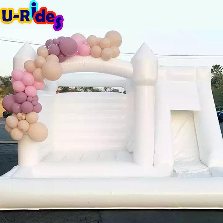 Wholesale wedding bouncy kid adult jumping combo inflatable white bounce house with ball pit slide plain castle for party event