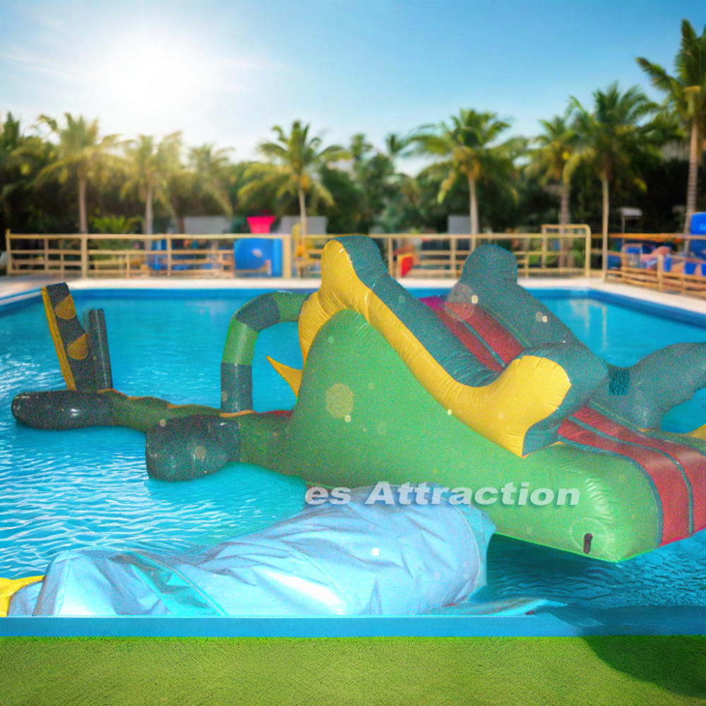 Inflatables water pool inflatable crocodile obstacle run course floating slide