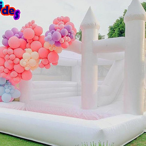 Wholesale wedding bouncy kid adult jumping combo inflatable white bounce house with ball pit slide plain castle for party event