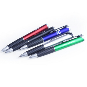 Promotional customized laser logo pen led light pen with soft touch rubber grip light up your logo