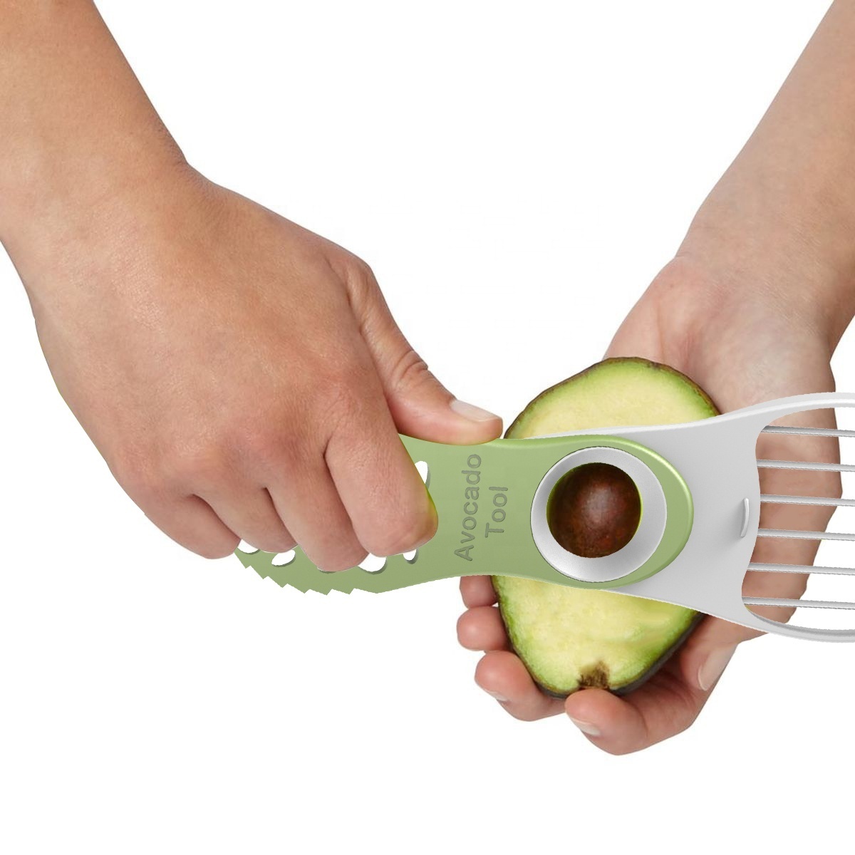 Hot sale 2020 folding design fruit avocado cutter slicer with scoop