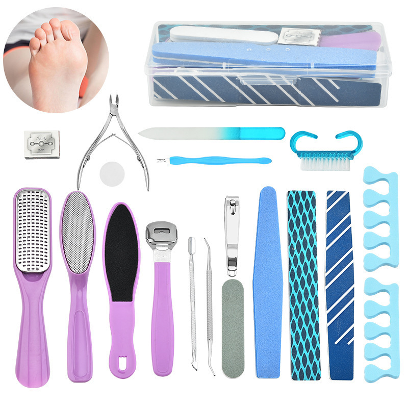 Professional Pedicure Foot Care Kit,20 in 1 Stainless Steel Foot Care Rasp Foot Dead Skin Remover Manicure Pedicure Kit