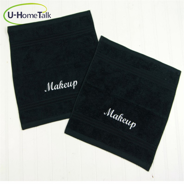 Custom LOGO Black 100 Cotton Beauty Hair Drying Bleach Proof Salon Towel