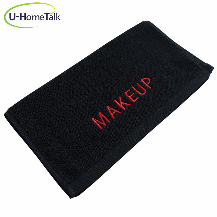 Custom LOGO Black 100 Cotton Beauty Hair Drying Bleach Proof Salon Towel