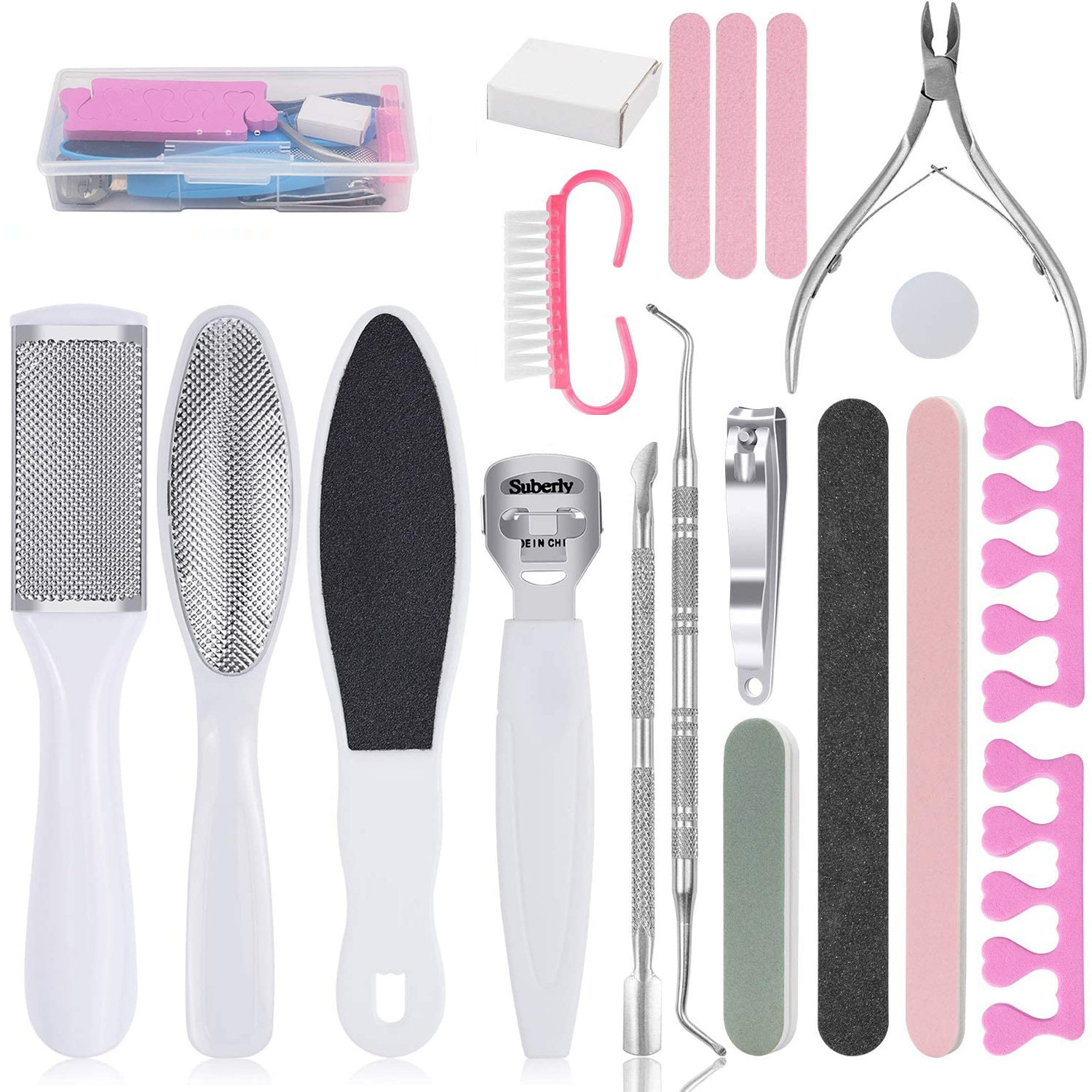 Professional Pedicure Foot Care Kit,20 in 1 Stainless Steel Foot Care Rasp Foot Dead Skin Remover Manicure Pedicure Kit