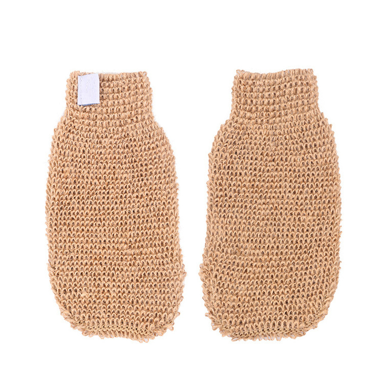 2 PACK 100% Natural Exfoliating Hemp Glove Mitt Mitten  Bath Sponge Scrubber Remove Dead Skin Deep Clean for Body