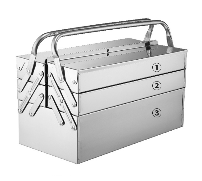 Professional Multi-Purpose Stainless Steel Tool Box Metal Toolbox with Portable Carrying Handles