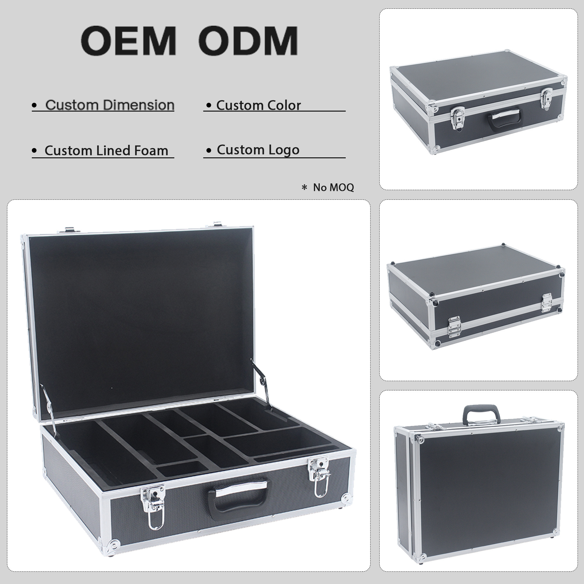 OEM ODM Ningbo Factory Custom Dimension Hard Aluminum Tool Case with Shockproof Foam Equipment Carrying Case Aluminum Briefcase