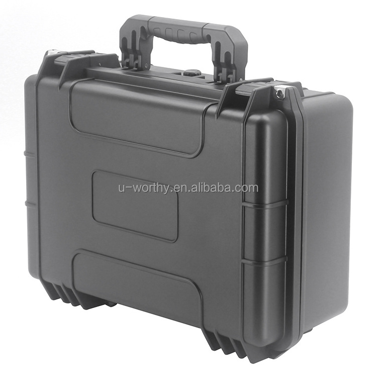 515x393x186mm 20 Inch Promotional Hard PP Black Waterproof Plastic Equipment Flight Road Case Tool Box with Customized EVA Foam