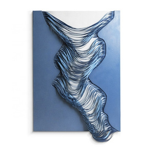 Modern 3D Artwork Blue Connected Leather  Wall Hanging Wall Decor Art for Hotel