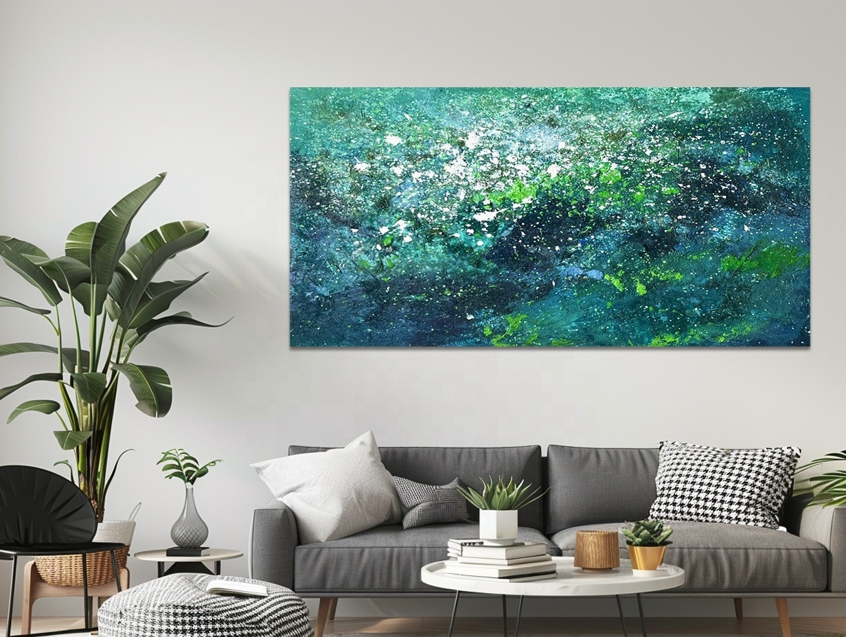 Modern Simple Emerald Green Abstract Handmade Painted Texture Oil Painting Luxury Living Room Wall Art