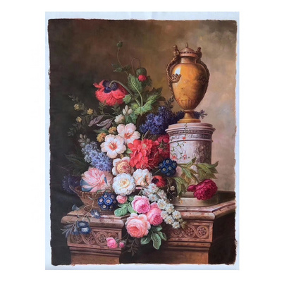 Home Decoration Custom Handmade Classical Art Beautiful Flower Oil Painting On Canvas