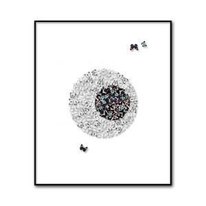 Original Black and White Overlapping Circle Butterflies Paper Wall Art Decor