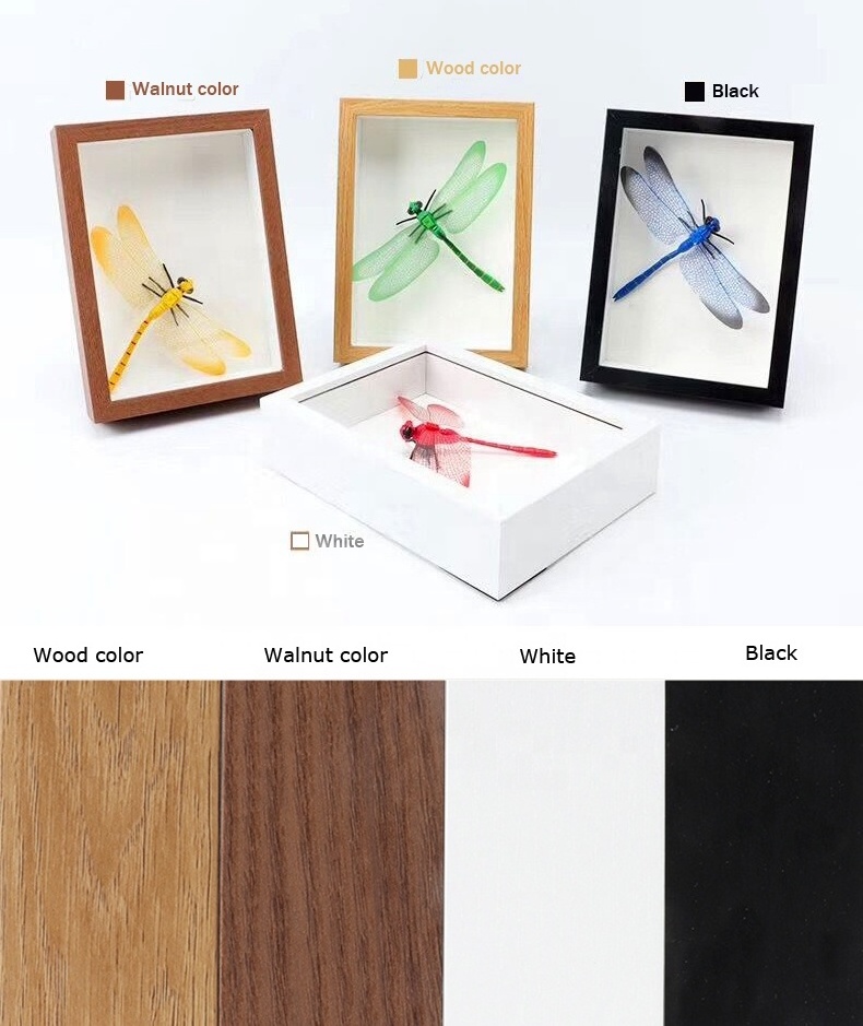 Wholesale 3D Deep Glass MDF Specimen Photo Frame 5x7,6x8, 8x8 Black Shadow Box Frames