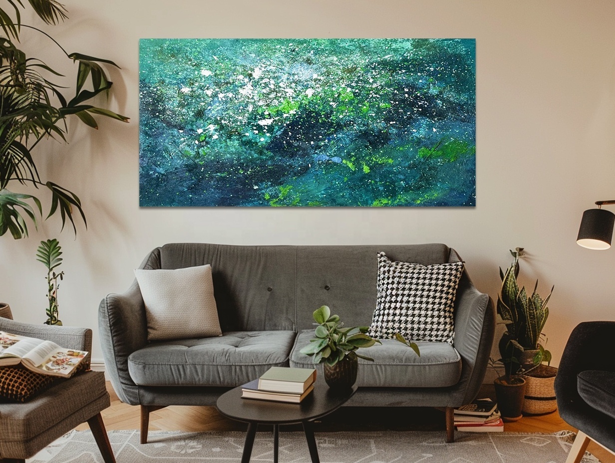 Modern Simple Emerald Green Abstract Handmade Painted Texture Oil Painting Luxury Living Room Wall Art