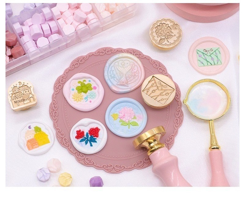 3d Relief Wax Seal Round Oval Shaped Seal Head Ring Skull Flower Fruit House Mermaid Envelope Cat  Pattern Diy Embossed