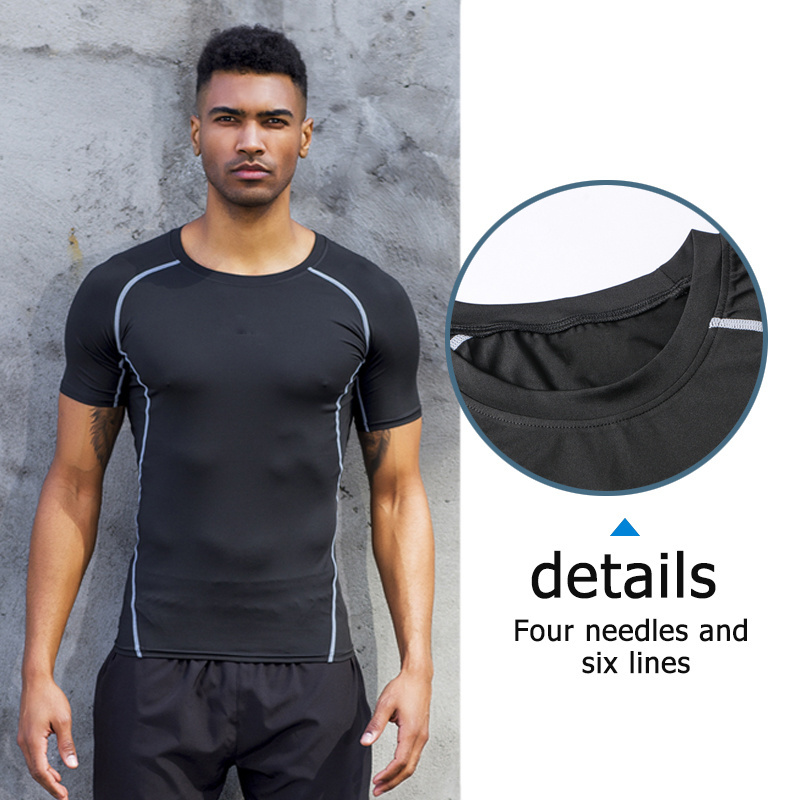 custom quality design spandex compression fitness training wear basketball sport running shirt