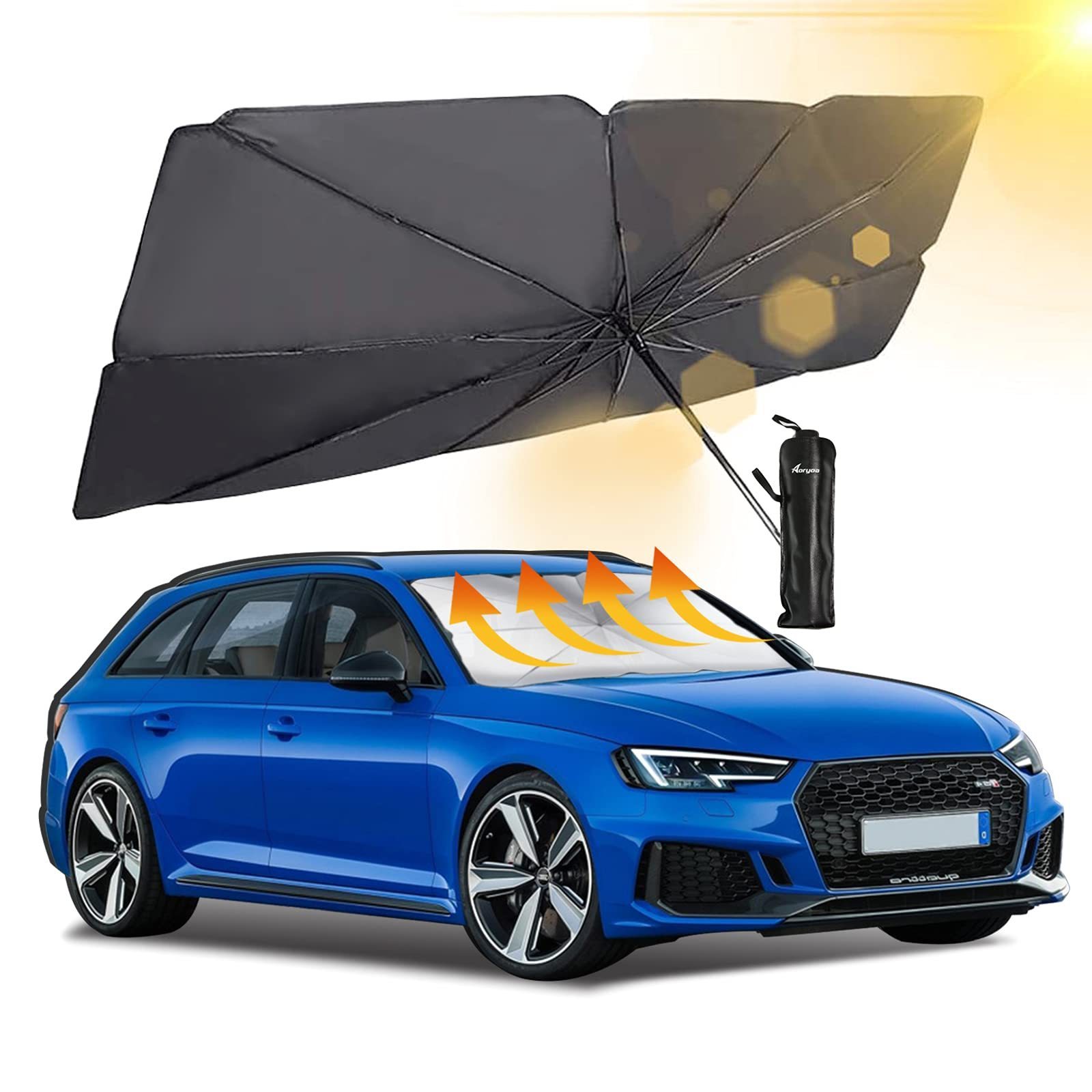 Foldable Sunshades Umbrella to Block UV Rays Car Front Window windshield Foldable Sun Shade Protector for Most Cars, SUV, Trucks