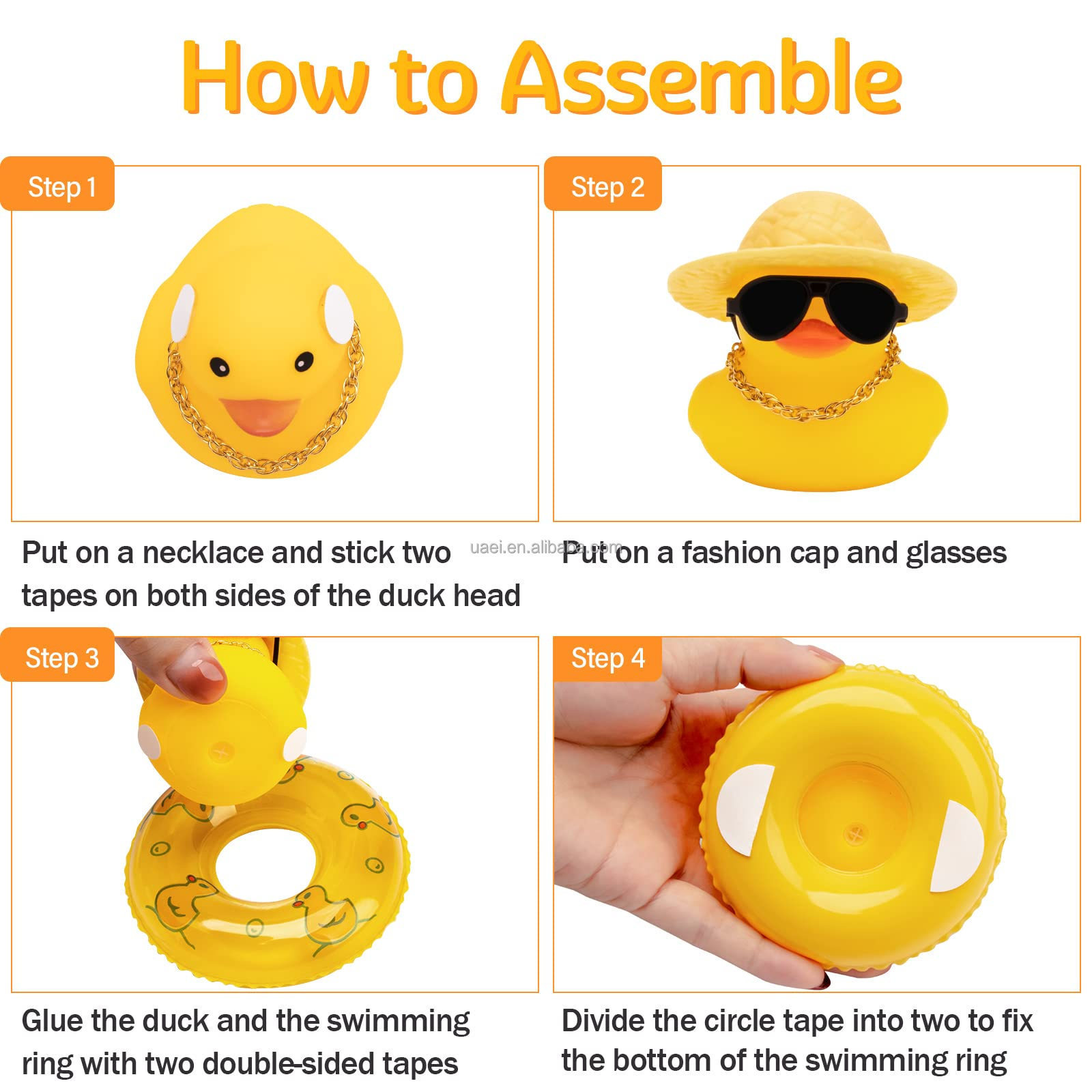 Rubber Duck Car Ornaments 2Pcs Yellow Duck Car Dashboard Decoration with Mini Hat