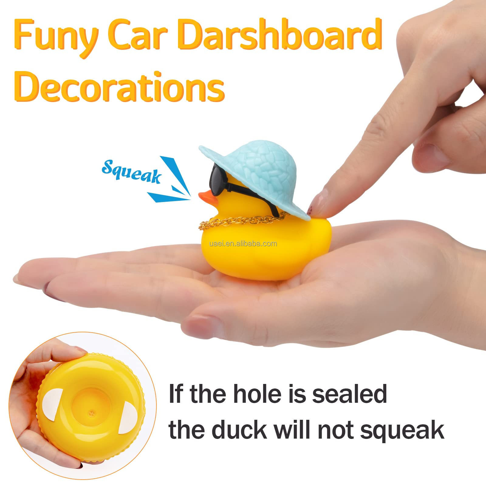 Rubber Duck Car Ornaments 2Pcs Yellow Duck Car Dashboard Decoration with Mini Hat