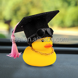 Rubber Duck Car Ornaments 2Pcs Yellow Duck Car Dashboard Decoration with Mini Hat