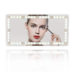 Dimmable Clip-on Rear View Cosmetic Rechargeable Makeup Sun Visor LED Car Vanity Mirror with Touch on Screen for Car Truck SUV