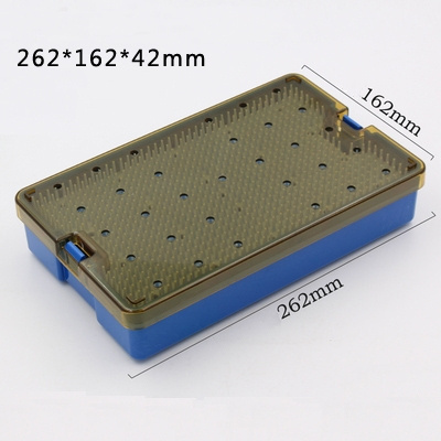 Sterilization Tray  Plastic Stainless Steel Double Layers Delicate Instrument Sterilization Tray With With Silicone Matt custom