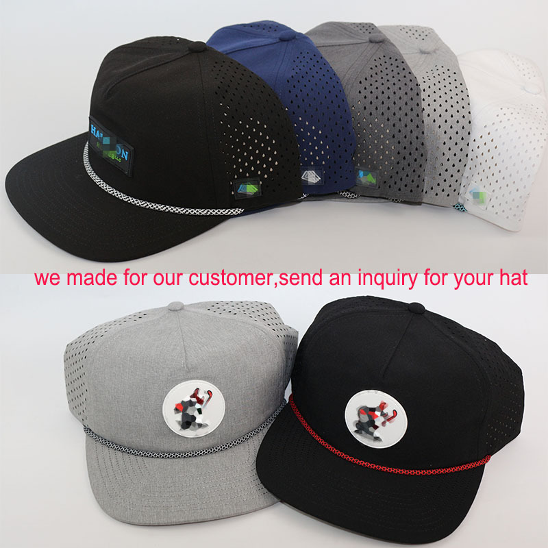 HS16 OEM Water proof resistant flat bill resident a frame rope baseball trucker hat cap water reppellent hat with rope