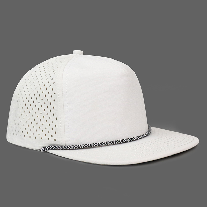 HS16 OEM Water proof resistant flat bill resident a frame rope baseball trucker hat cap water reppellent hat with rope