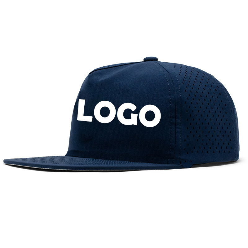 HS14 Men flat brim 3D embroidery quick dry custom logo design fitted non-waterproof custom waterproof hat baseball snapback caps