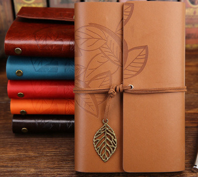 N02 Wholesale custom logo cheap gift Vintage Travel School Leather pu cover school stationery diary office A5 Journal Notebook