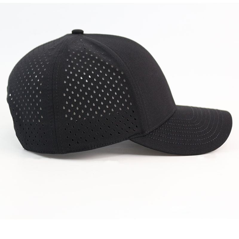 Sport Dad Waterproof Laser Cut Hole Perforated Gorros Impermeable 6 Panel Curved Brim Snapback Hats For Men