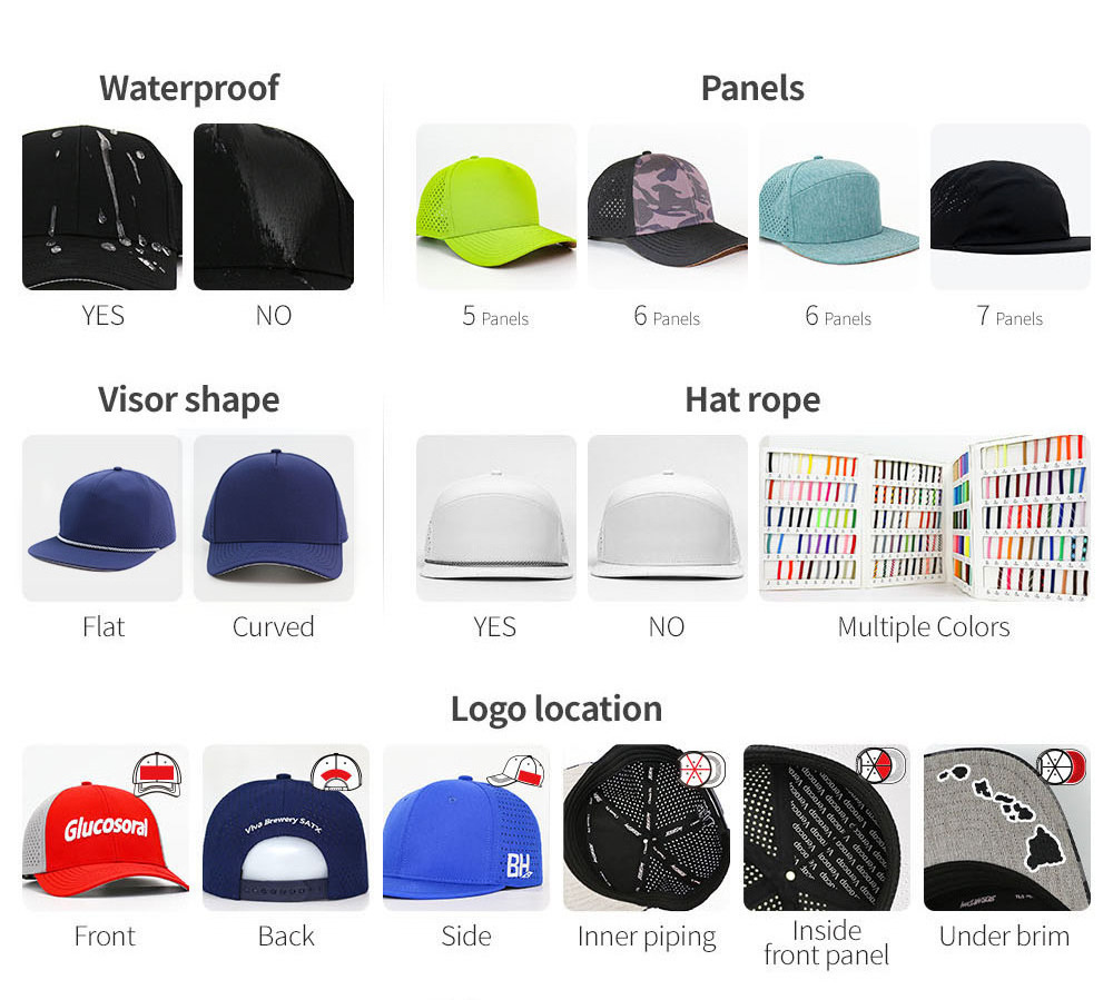 HS40 Curved Visor Baseball hat non or water proof gorros beisbol cap 6 panel laser hole sport hats for men custom baseball cap