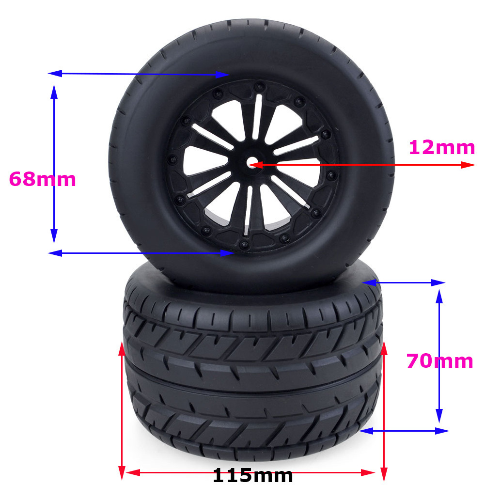 4PCS Monster Truck Wheels Tires 115MM Off-Road Car Tires Set for 1/10 RC Car HPI HSP Savage XS TM Flux Racing LRP