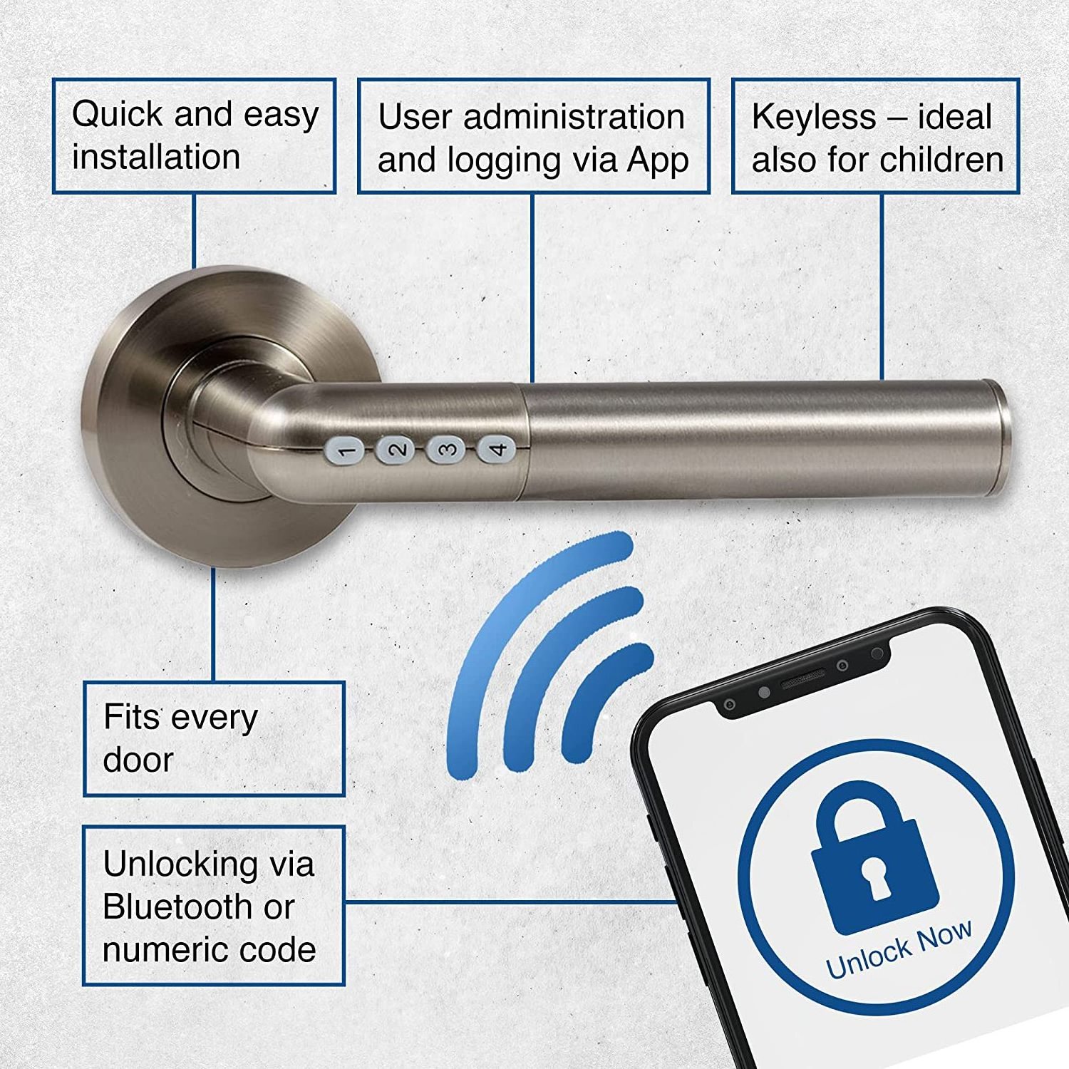 Stainless Steel Smart Door Handle Keyless Door Lock Smart Door Handle For Commercial Building