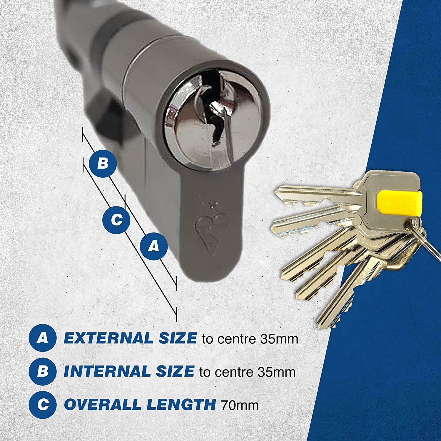 Hot Sale 1 Star Kitemarked Thumb Turn Euro Lock Cylinder Door Barrel Lock with 3 Keys Suitable for All Door Euro Cylinder Locks