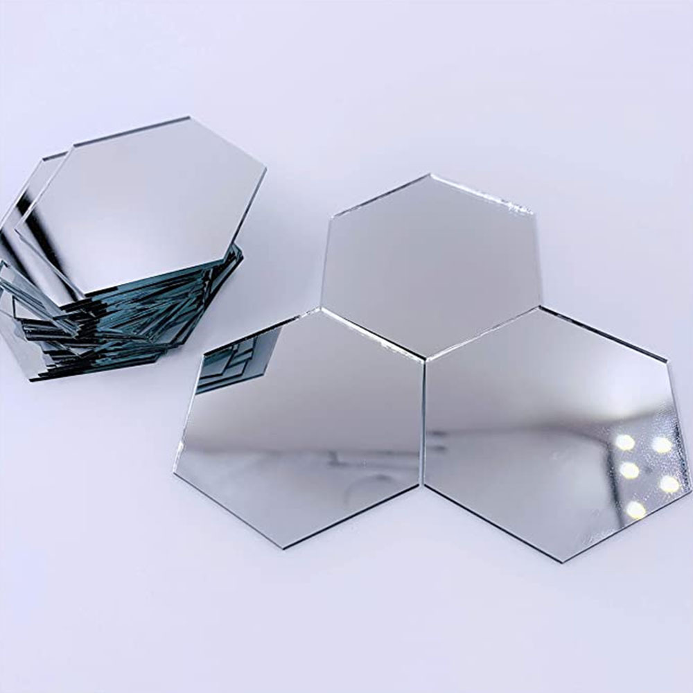 Hexagon Mirror Wall Sticker Removable Acrylic Mirror Plastic Self Adhesive Tiles Acrylic Mirror Wall Decor