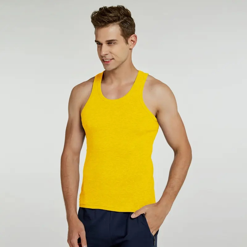 Wholesale custom men cotton white seamless fitness bodybuilding undershirt training string singlet gym tank tops vest for men