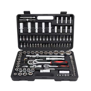 108pcs Hand Tool Box Car Repair Kit 1/4" Ratchet Wrench Socket Tool Set for Home Workshop and Automotive