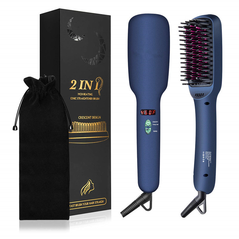 Wholesale 2 In 1 Private Label Beard Hair Straightener Professional Electric Heating Hair Straightener Brush