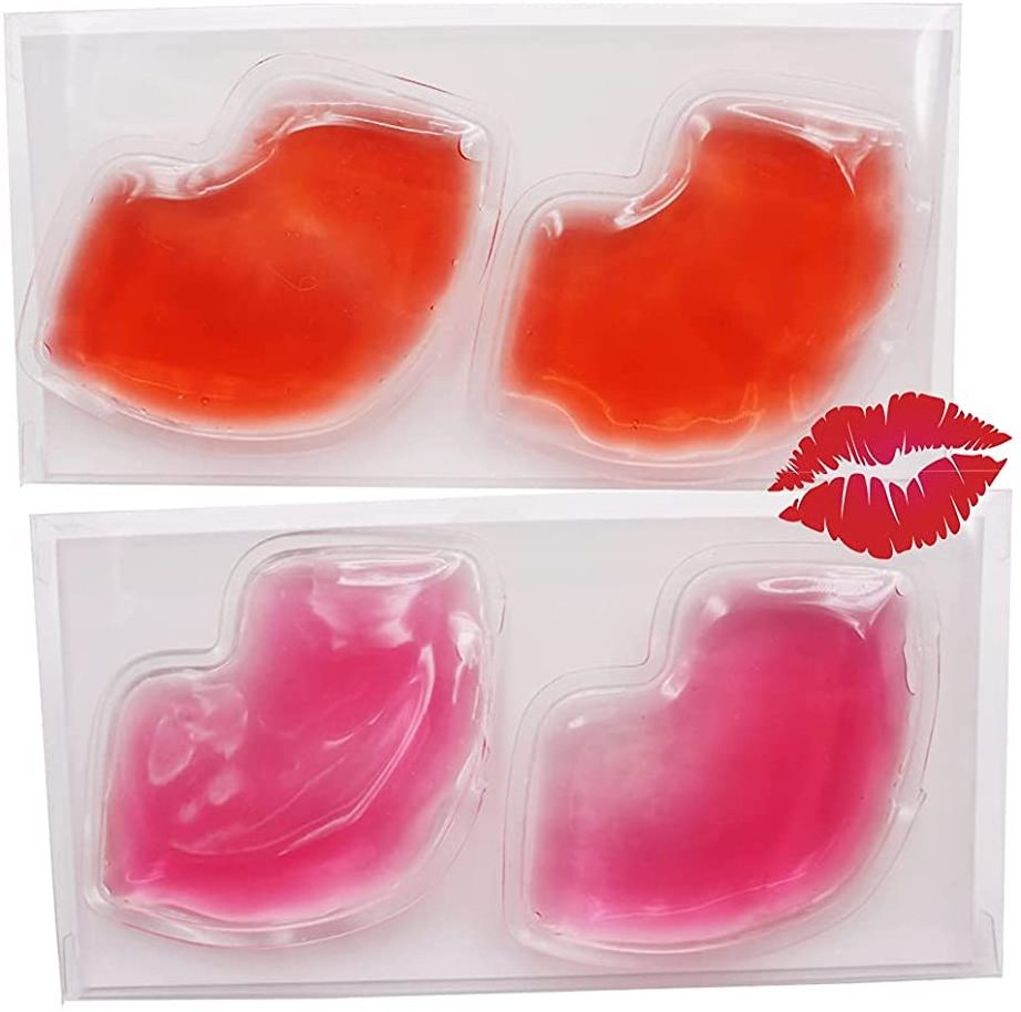 Custom Private Logo Hot Cold Lip Ice Pack Color Reusable  Lip Gel Liquid Lip Shape Ice Pack