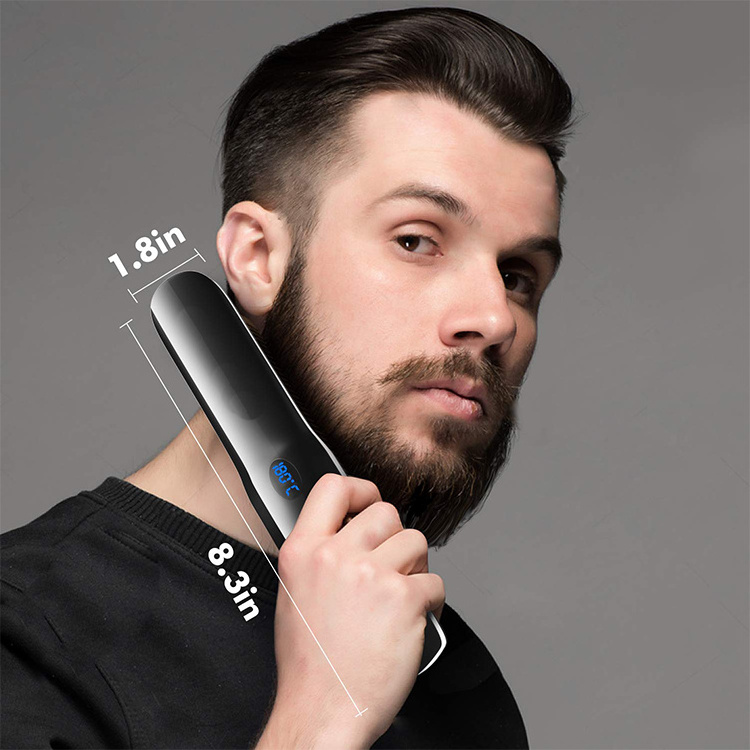 Dropshipping 2 in 1 USB Rechargeable Hair Beard Straightener Brush Comb Home Travel Cordless Hair Beard Straightener