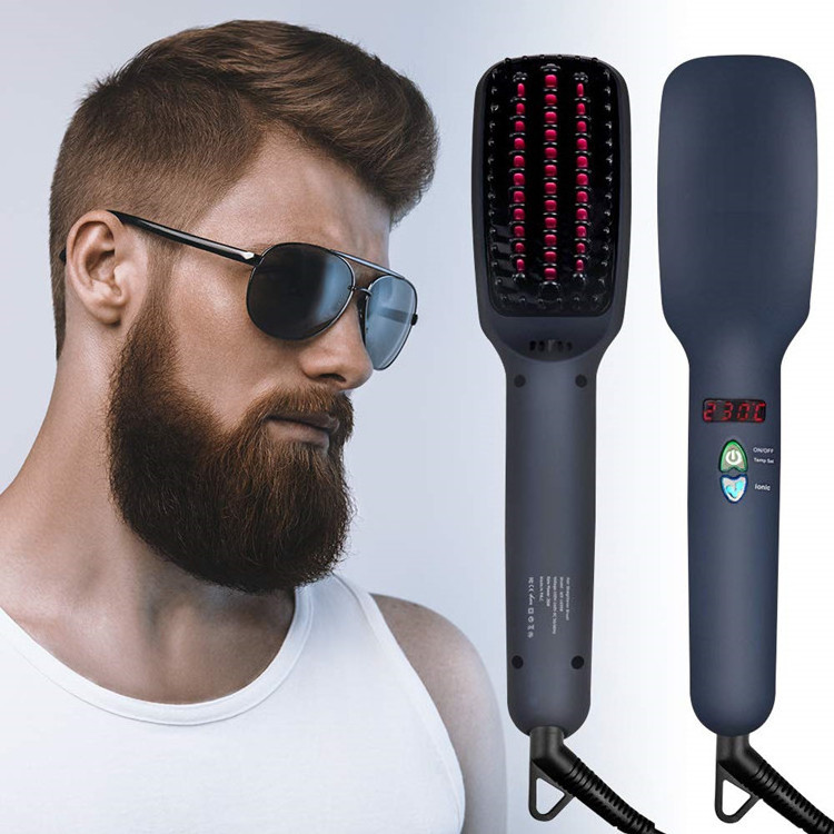 Wholesale 2 In 1 Private Label Beard Hair Straightener Professional Electric Heating Hair Straightener Brush