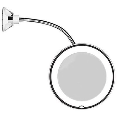 10XMagnifying Makeup Mirror Adjustable Flexible Goose neck LED Light Bathroom Vanity Mirror with Suction Cup 360 Degree rotate