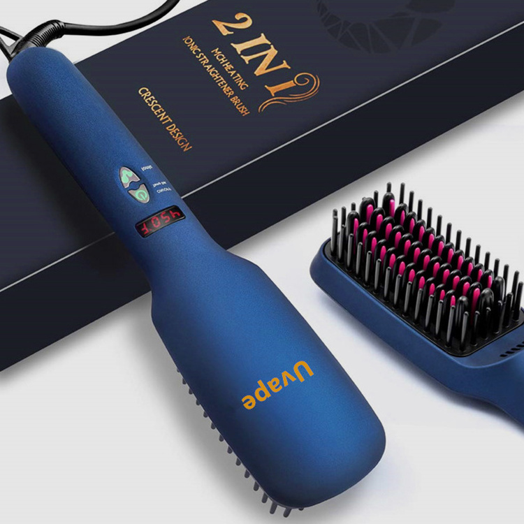 Wholesale 2 In 1 Private Label Beard Hair Straightener Professional Electric Heating Hair Straightener Brush