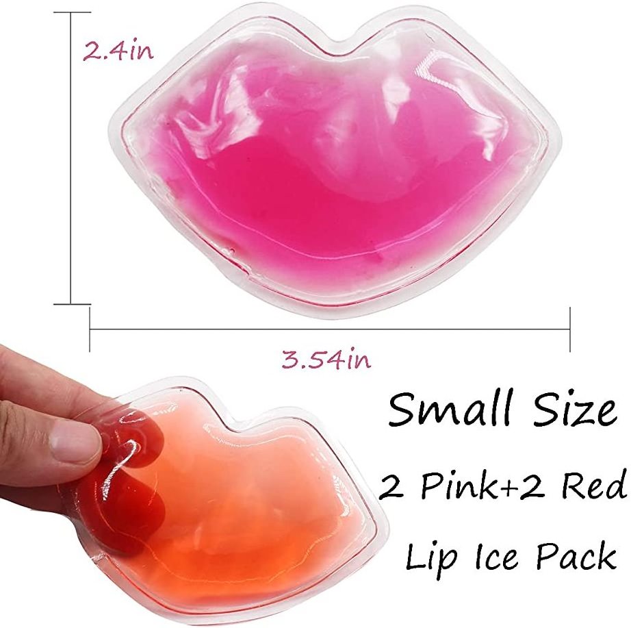 Custom Private Logo Hot Cold Lip Ice Pack Color Reusable  Lip Gel Liquid Lip Shape Ice Pack